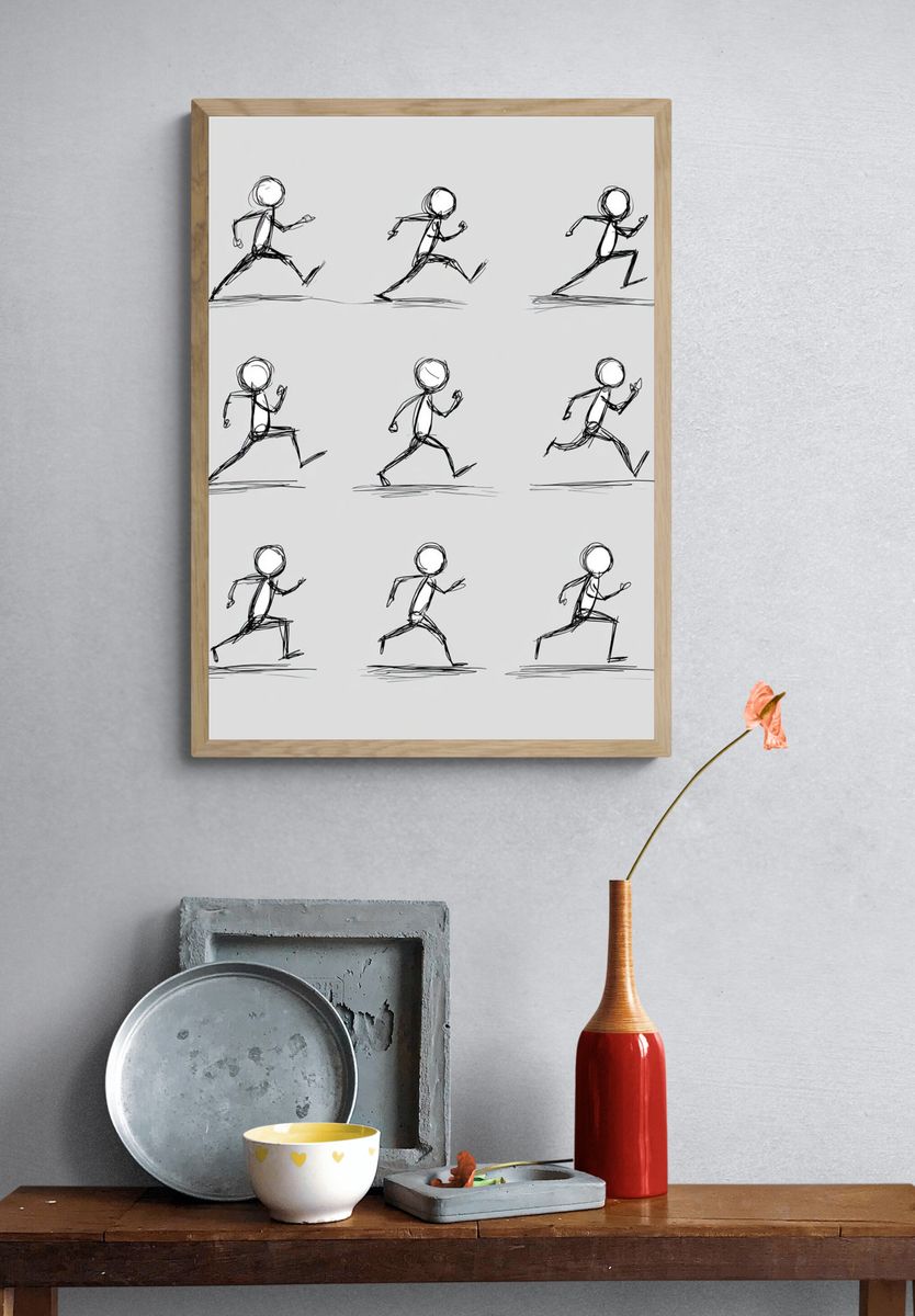 Running Figure Sketch Poster. — room view 3