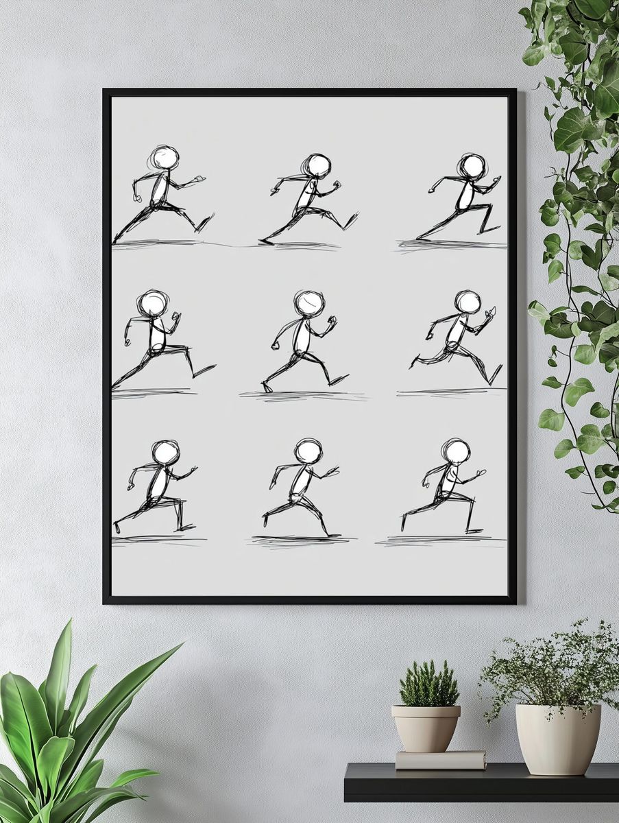 Running Figure Sketch Poster. — room view 4