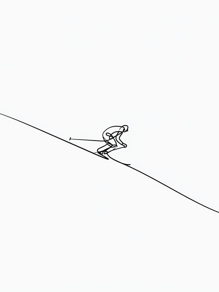 Skier Line Art Poster. poster — minimalist art