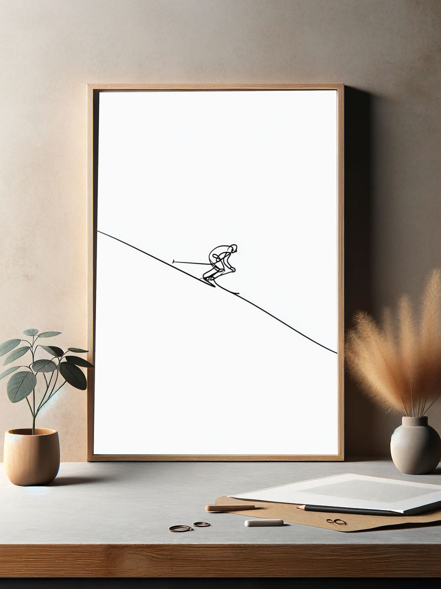 Skier Line Art Poster. — room view 2