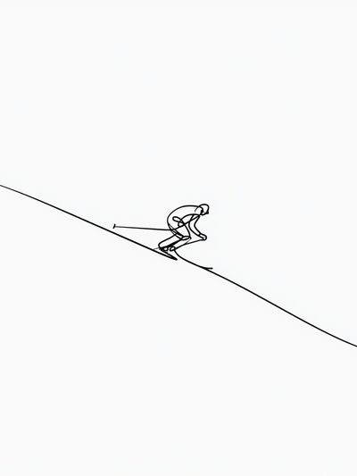 Skier Line Art Poster.