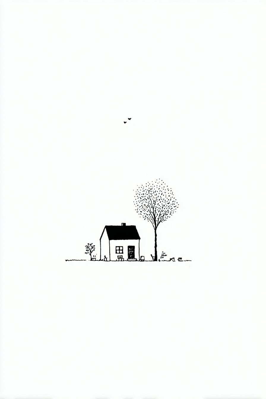 Minimal House Line Art Poster. poster — minimalist art