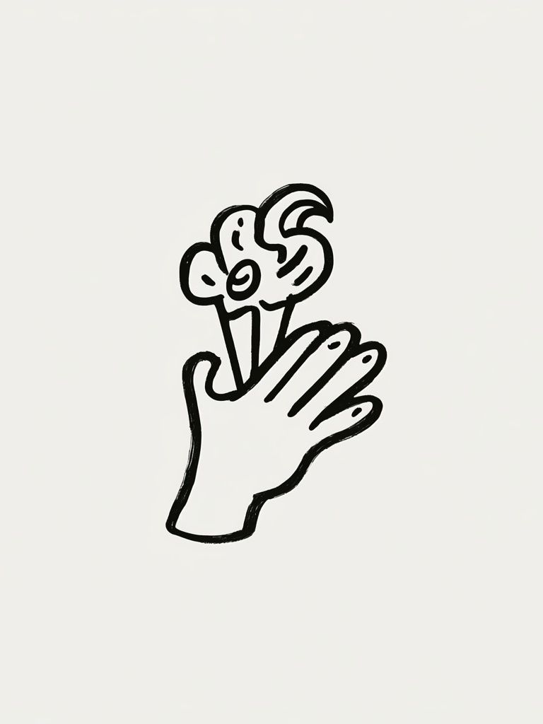 Hand Holding Flower Line-Art Poster. poster — minimalist art