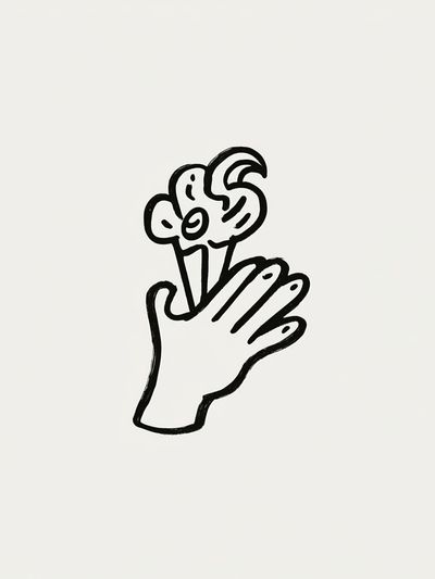 Hand Holding Flower Line-Art Poster.