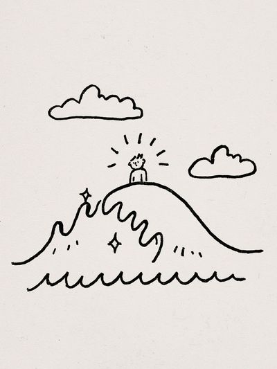 Minimal Mountain Line Art Poster. poster print