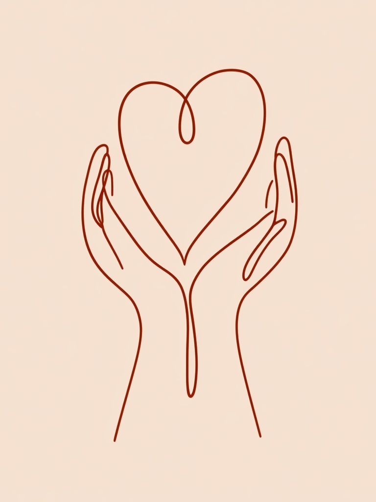 Hands Holding Heart Line Art Poster. poster — minimalist art