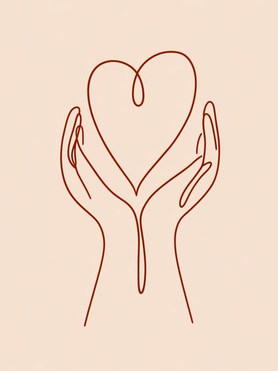 Hands Holding Heart Line Art Poster.