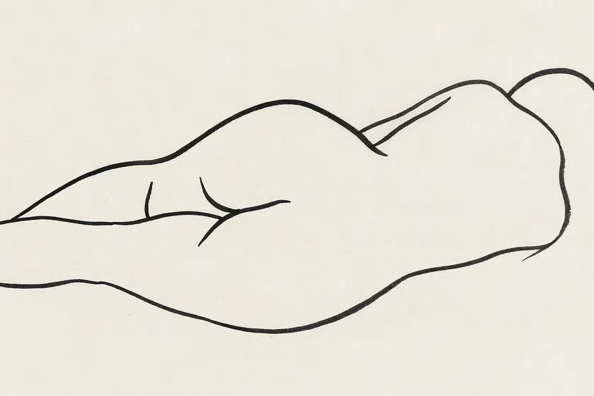 Vintage line art woman wallpaper. poster detail