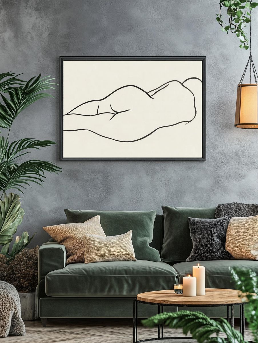Vintage line art woman wallpaper. — room view 4