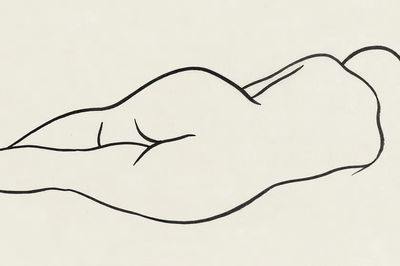 Vintage line art woman wallpaper. poster