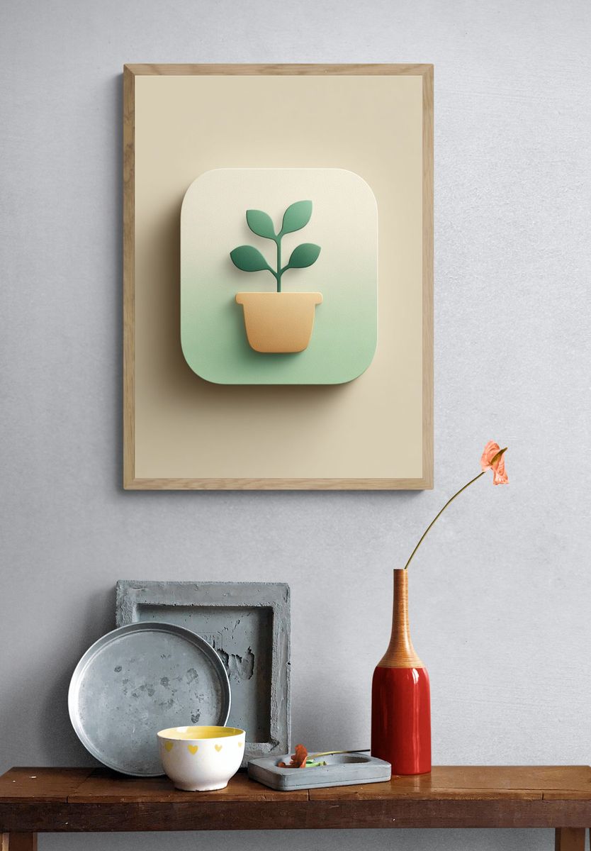 Potted Plant Minimalist Poster. — room view 3