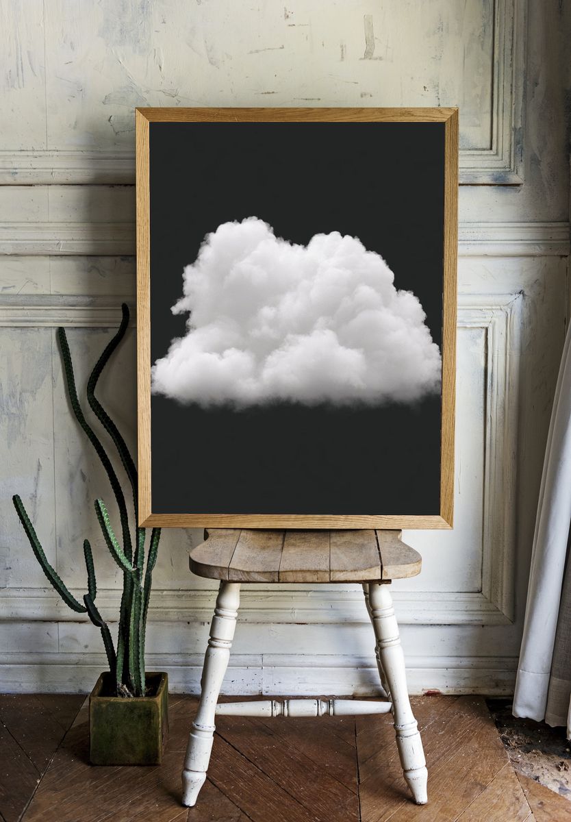 Floating Cloud Minimalist Print. room preview