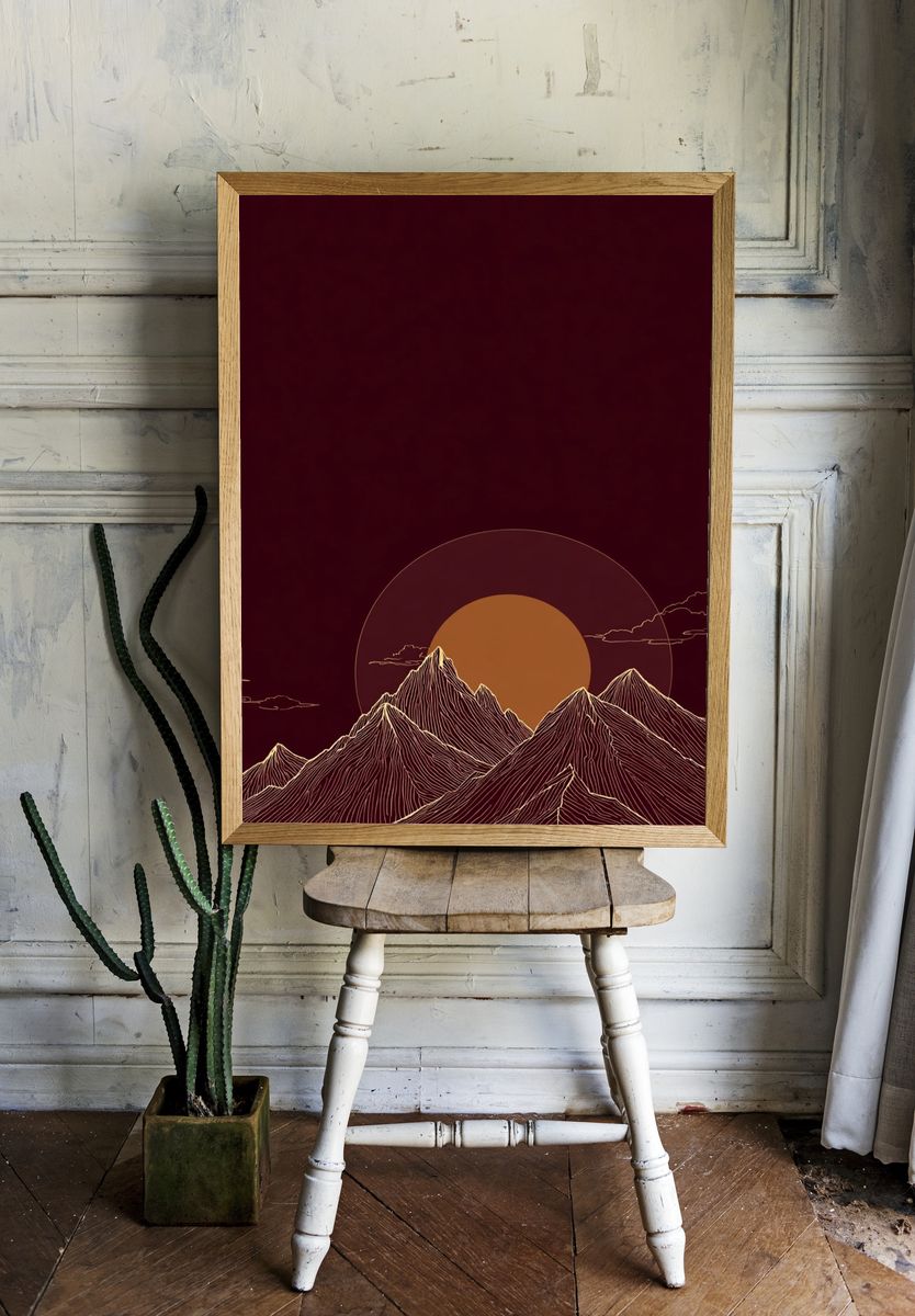 Mountain Sunrise — Minimalist Print room preview