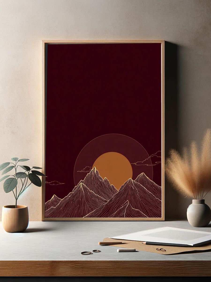 Mountain Sunrise — Minimalist Print. — room view 2