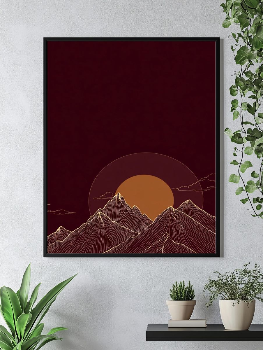 Mountain Sunrise — Minimalist Print. — room view 4