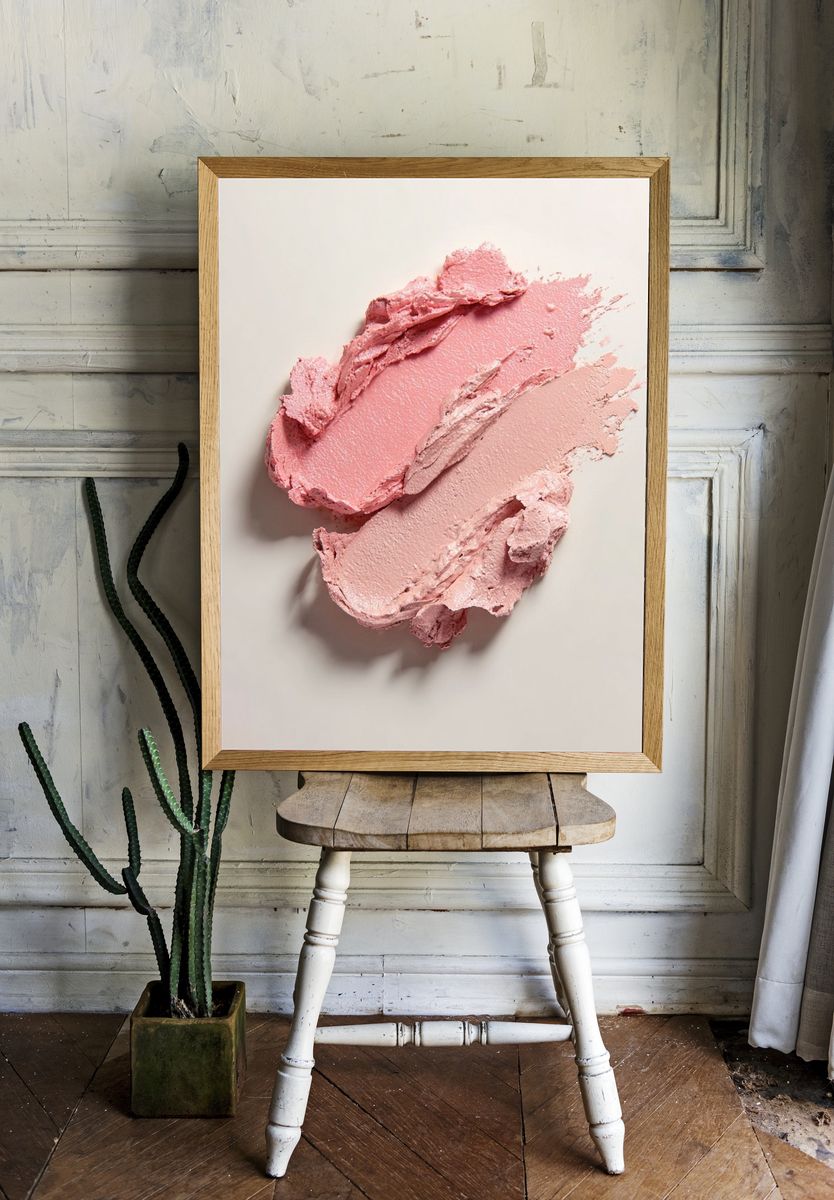 Pink Cream Texture — Minimalist Print room preview