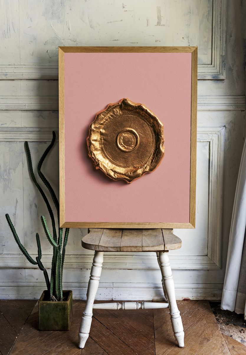 Gold Wax Seal Minimalist Print. room preview