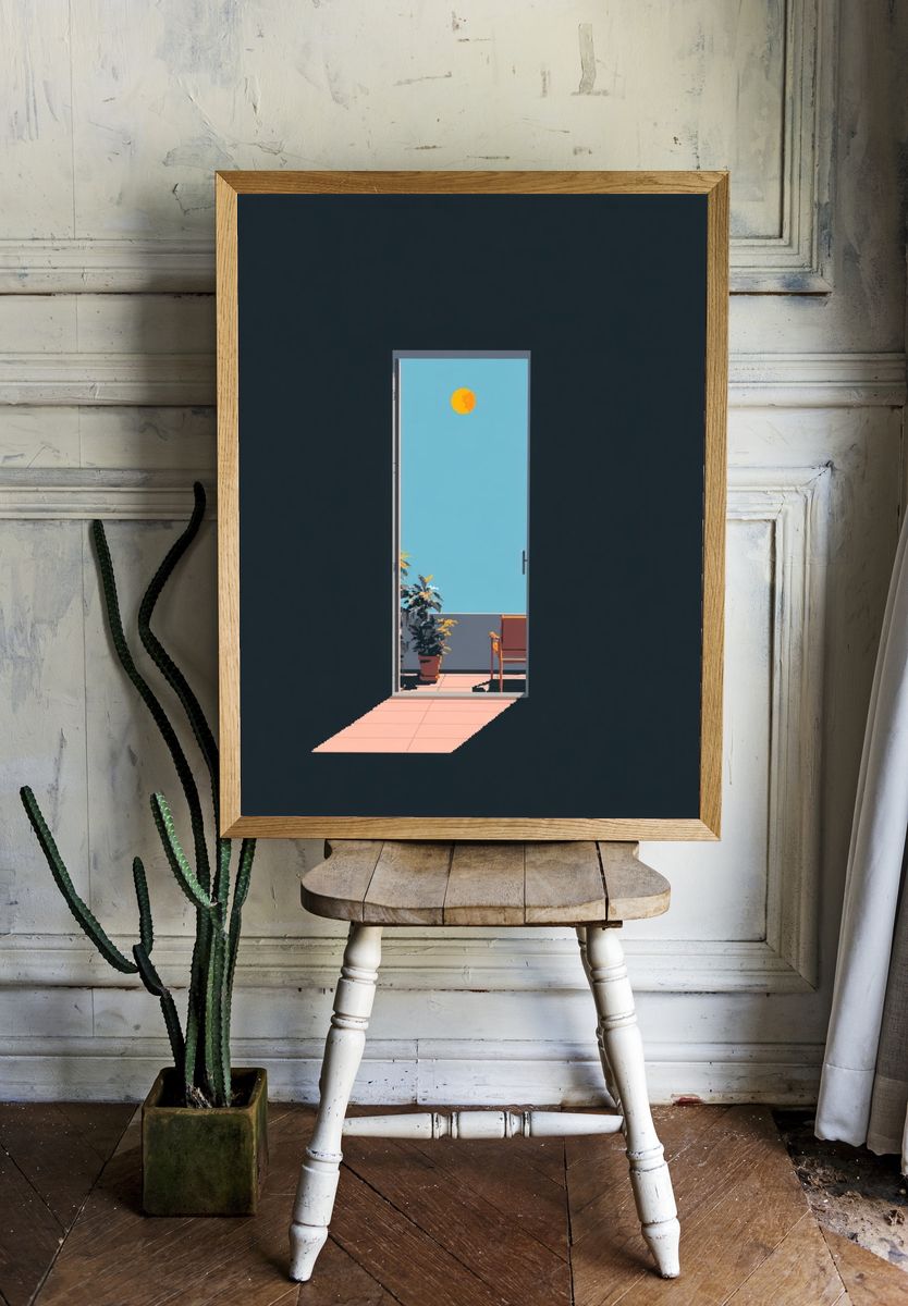 Luna Doorway Minimalist Print room preview