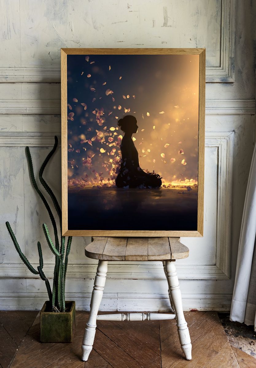 Meditation Silhouette — Mindfulness Print. — room view 1