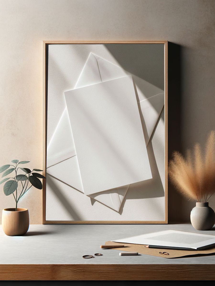 Minimal White Paper Fold Poster. — room view 2