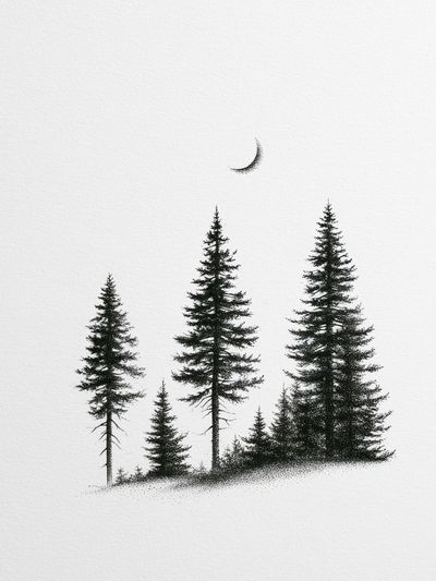 Minimal Pine Forest Print.