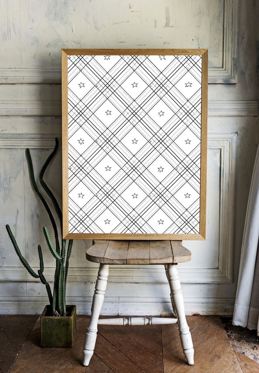Star Plaid Minimalist Print. room preview