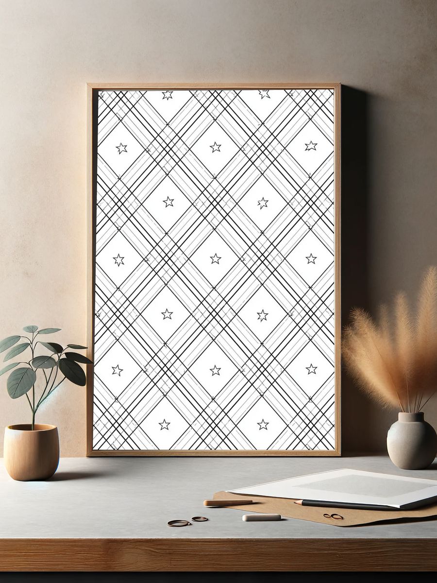 Star Plaid Minimalist Print. — room view 2