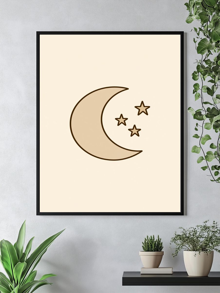 Moon and Stars Minimalist Print. — room view 4