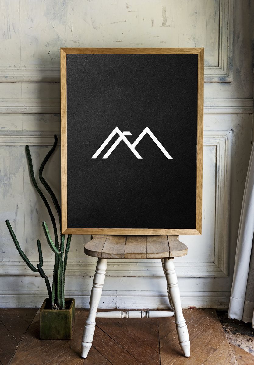 Minimal Mountain Line Art Poster. room preview