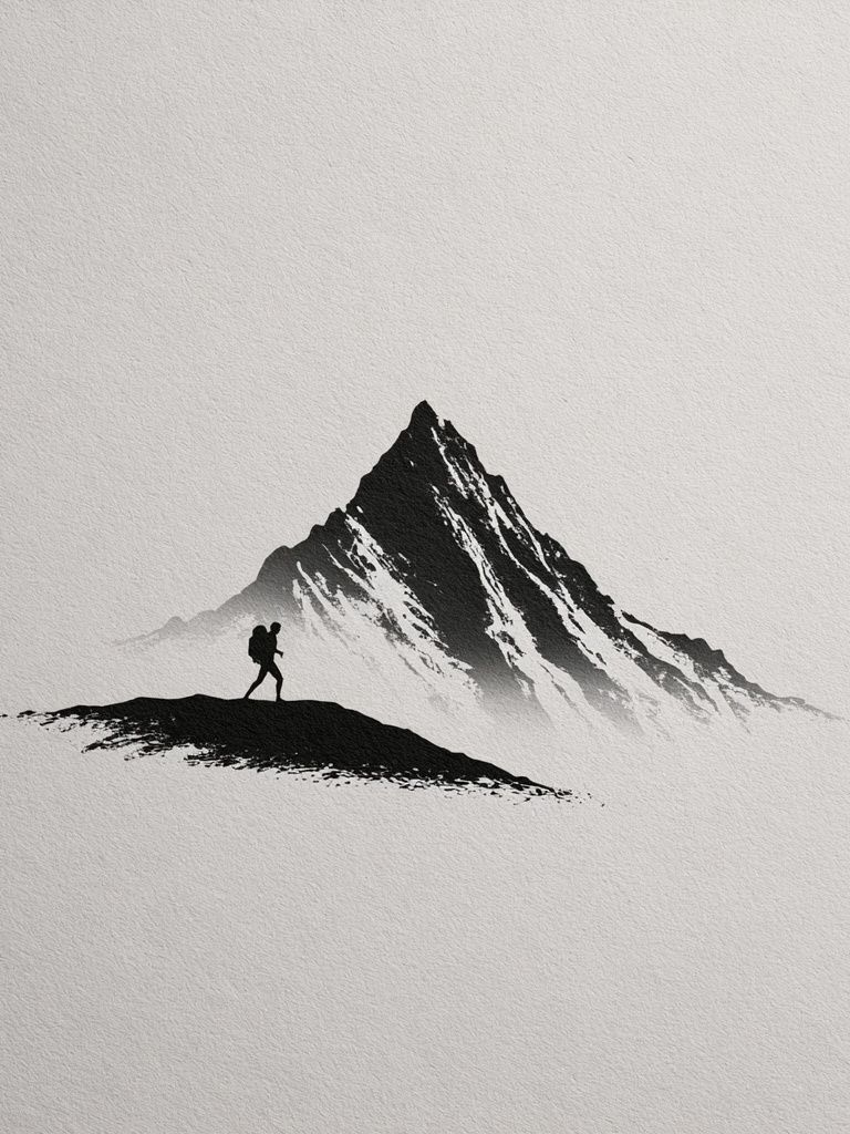 Mountain Hiker Minimalist Print. poster — minimalist art