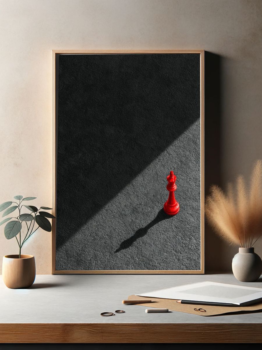 Red Chess King Minimalist Print. — room view 2