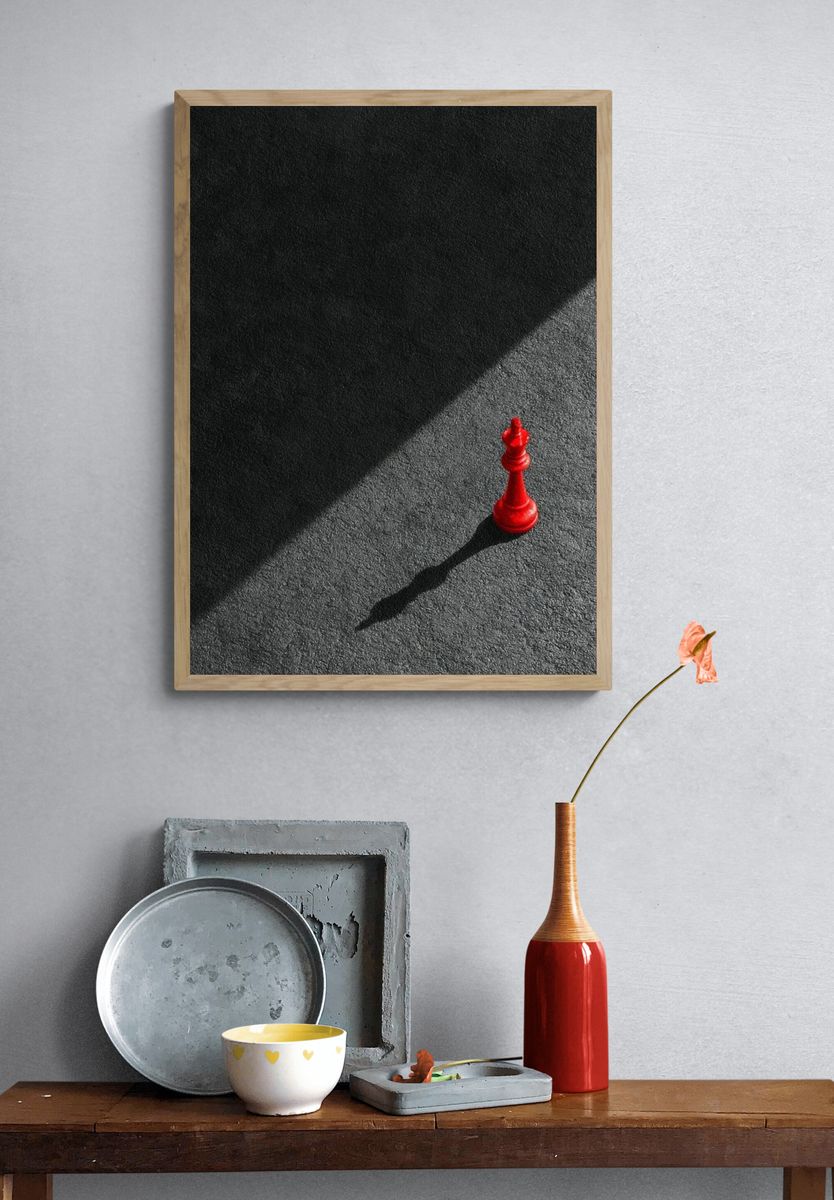 Red Chess King Minimalist Print. — room view 3