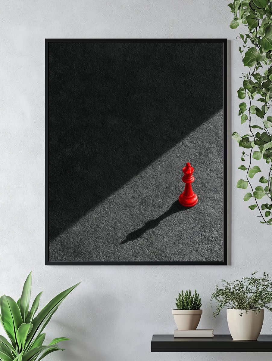 Red Chess King Minimalist Print. — room view 4