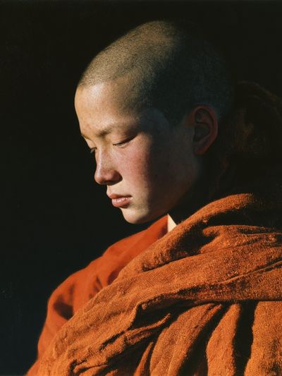 Meditative Monk Portrait Print. poster