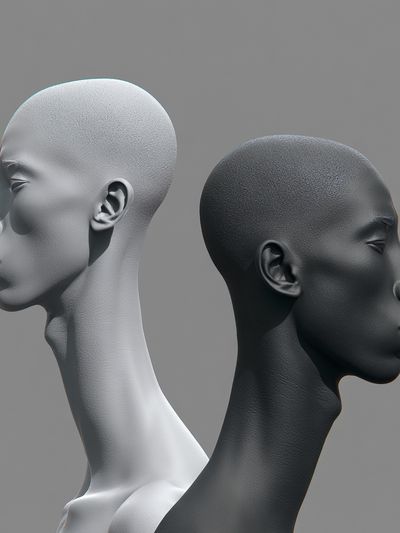 Dual Profile Heads Minimalist Print.