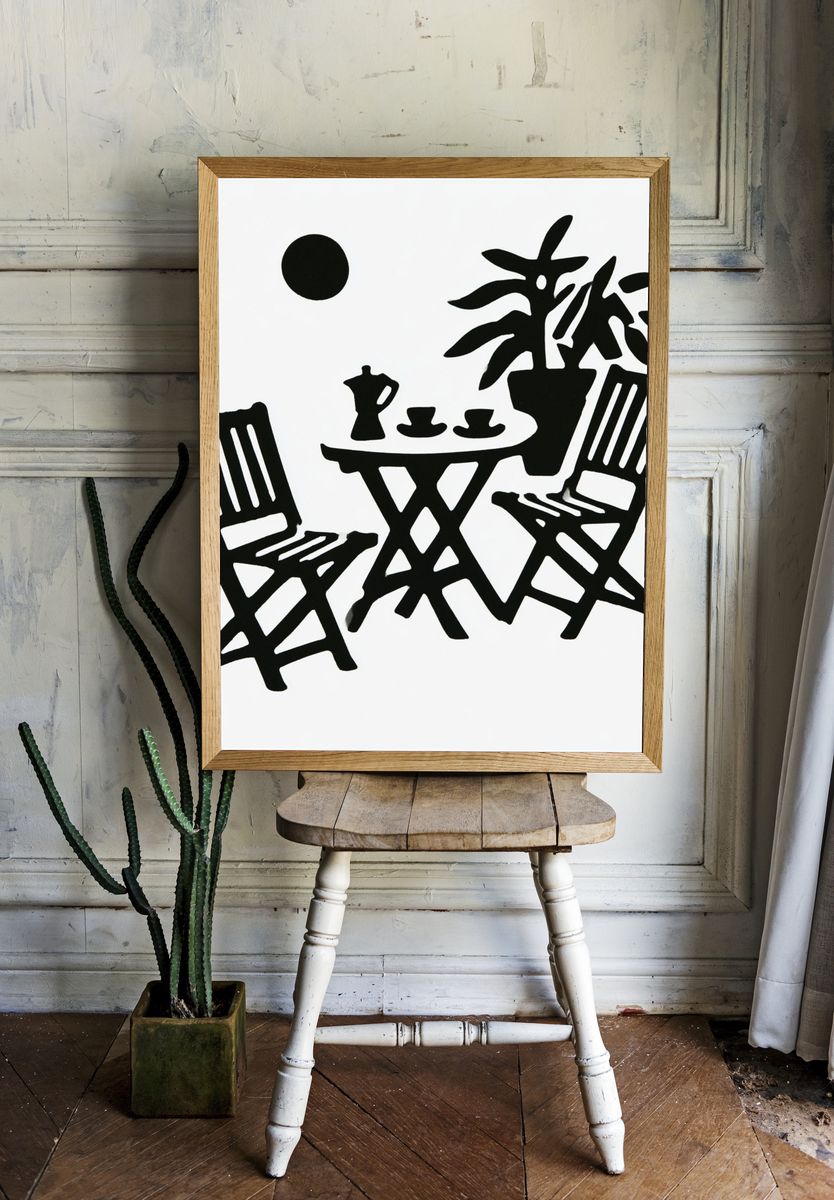 Minimalist Patio Silhouette Poster. — room view 1