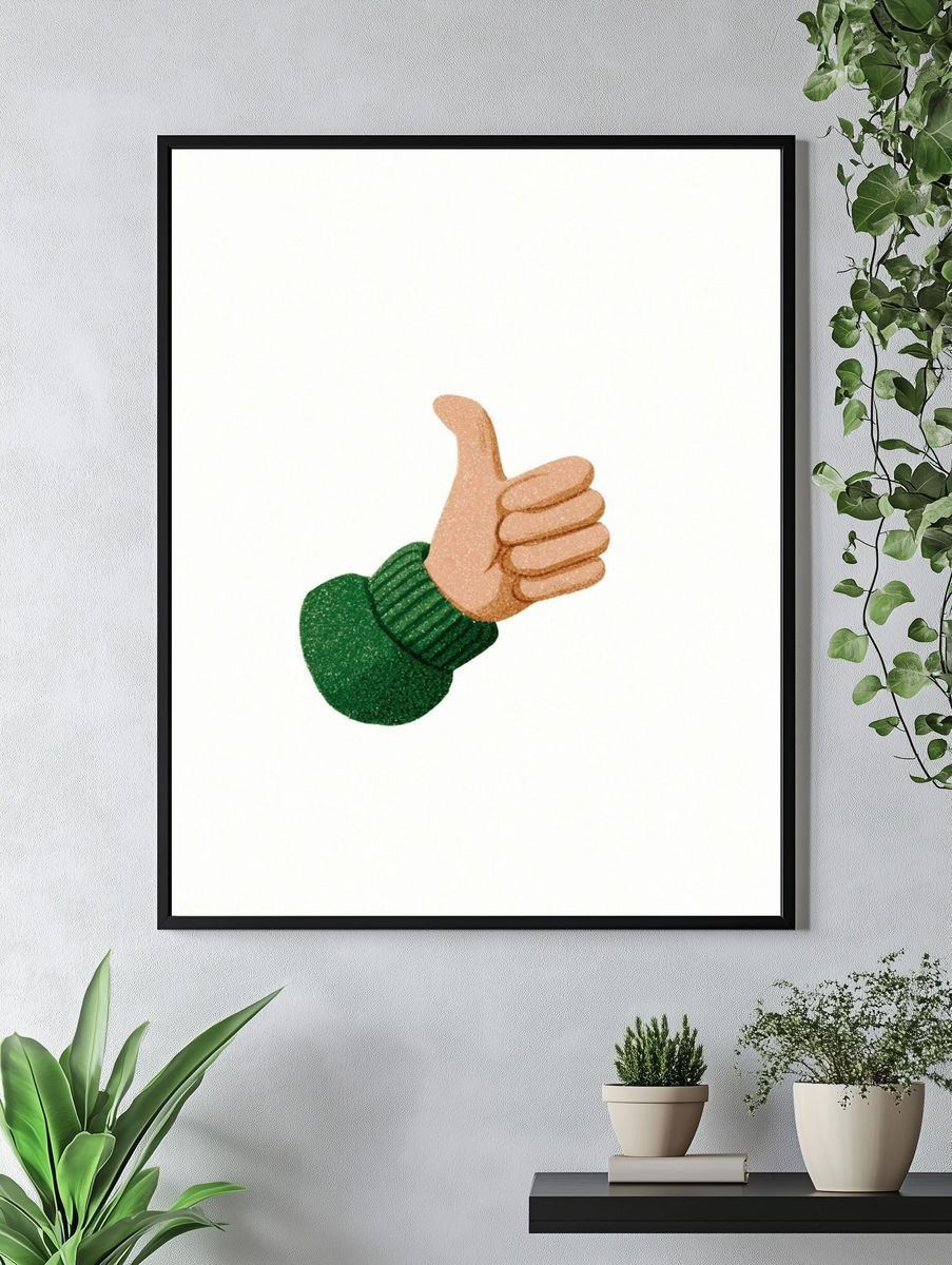 Thumbs Up Minimalist Print. — room view 4