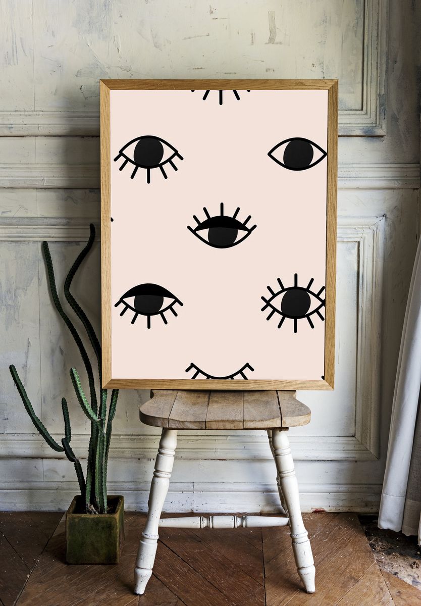 Seamless eyes pattern background, psychedelic. — room view 1