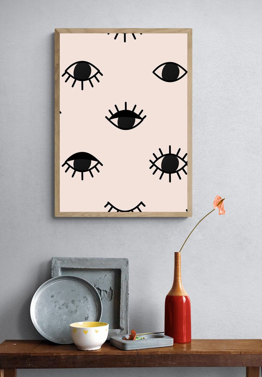 Seamless eyes pattern background, psychedelic. — room view 3