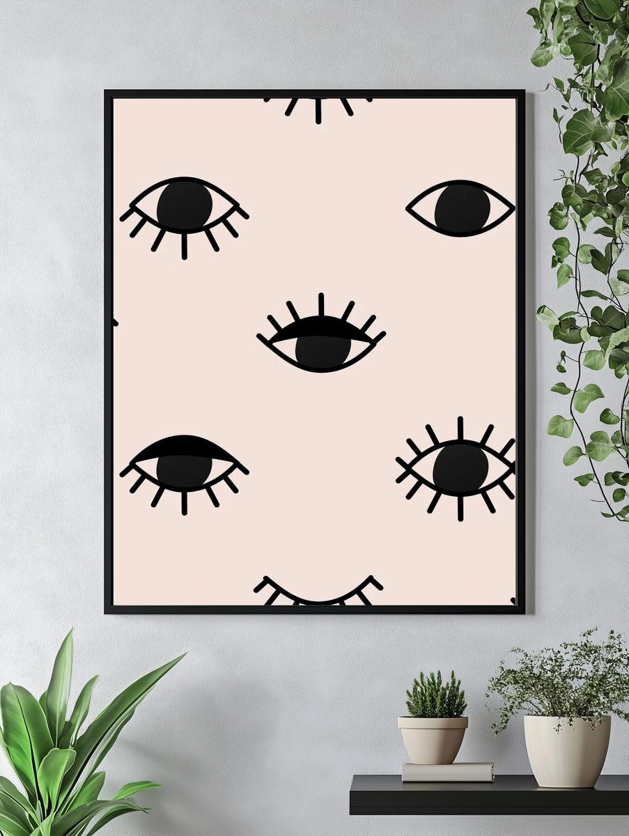 Seamless eyes pattern background, psychedelic. — room view 4