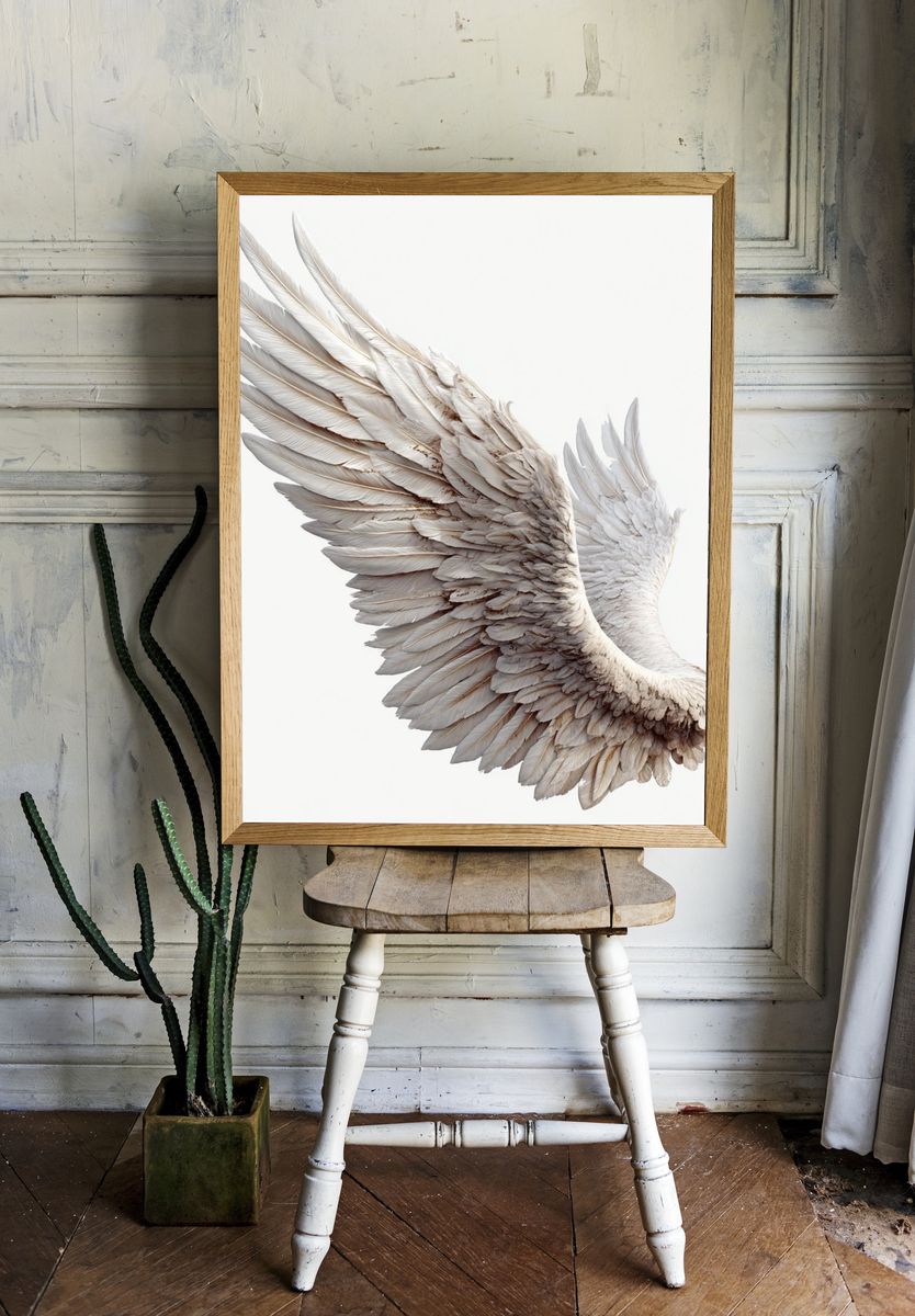 White Feather Wing Print. — room view 1