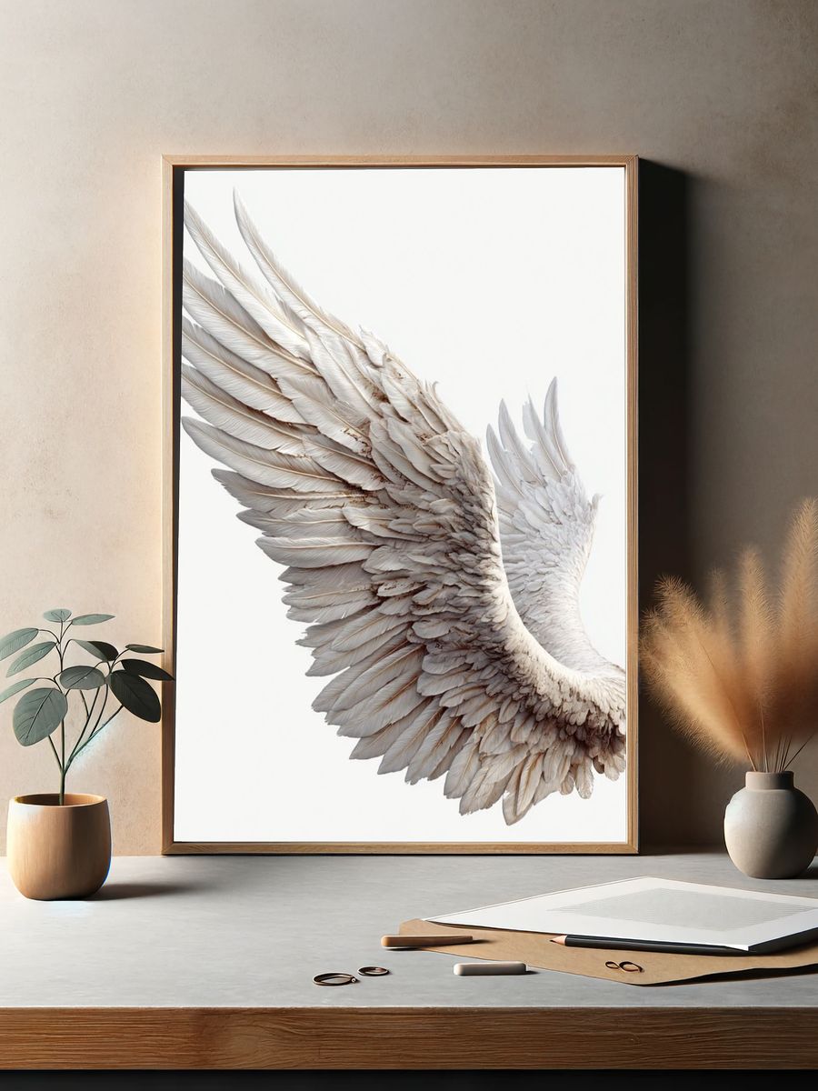White Feather Wing Print. — room view 2