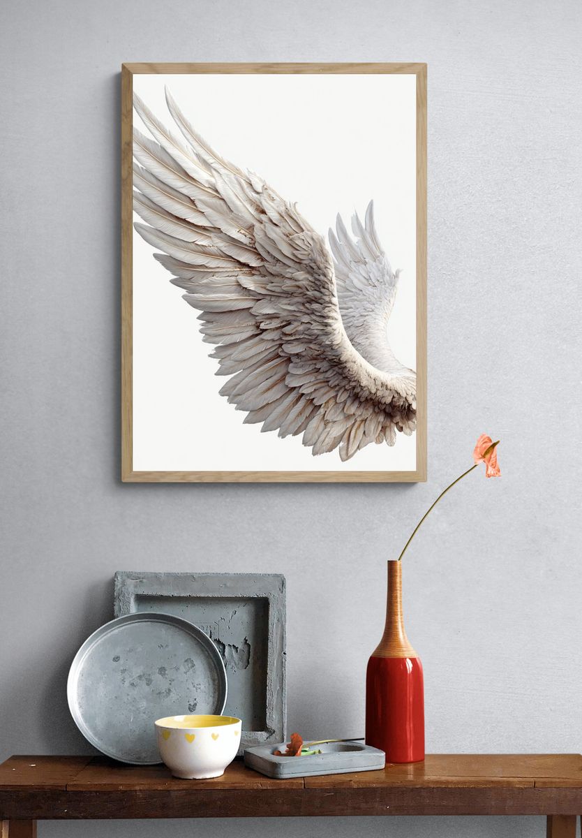 White Feather Wing Print. — room view 3