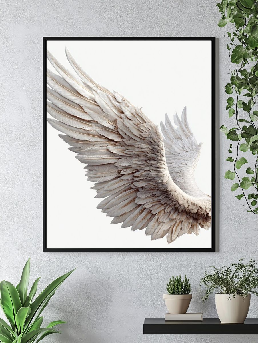 White Feather Wing Print. — room view 4