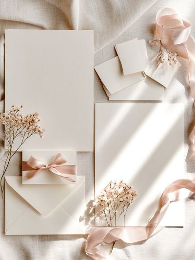 Soft Blush Stationery Still Life Poster.