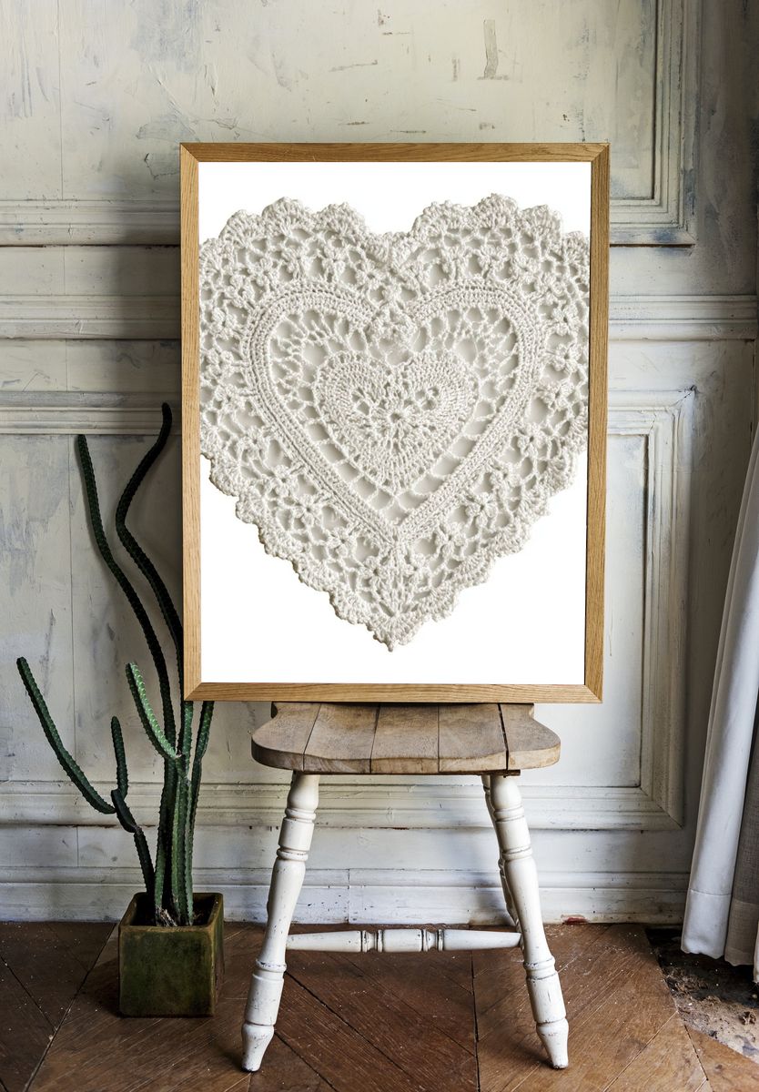 Crochet Heart Minimalist Print. — room view 1