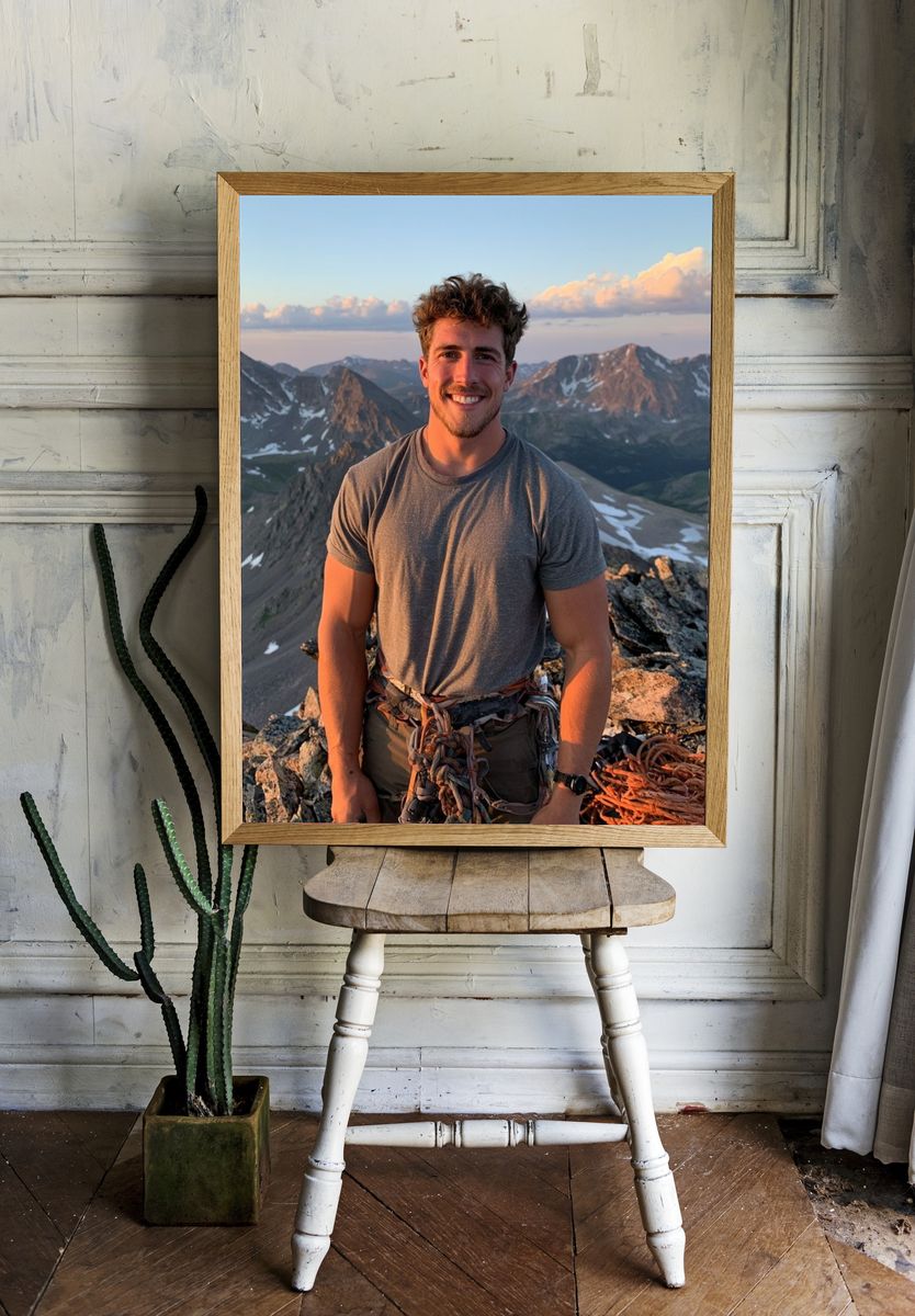 Mountain Climber Portrait Photography Poster. — room view 1