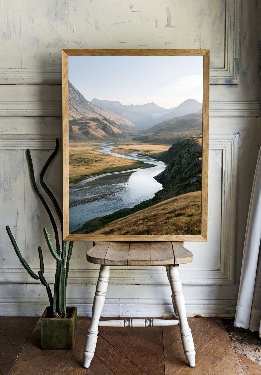 Mountain River Valley Photography Poster. room preview