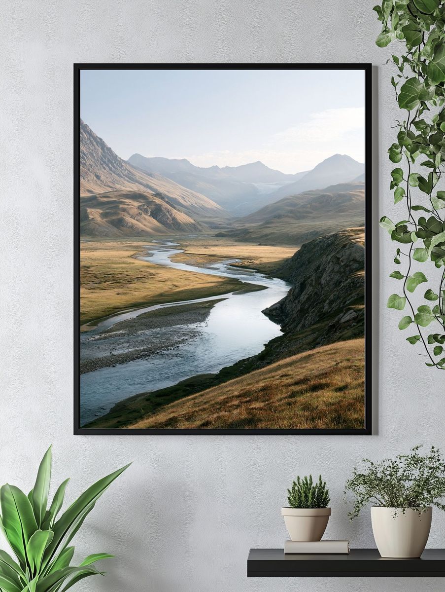 Mountain River Valley Photography Poster. — room view 4