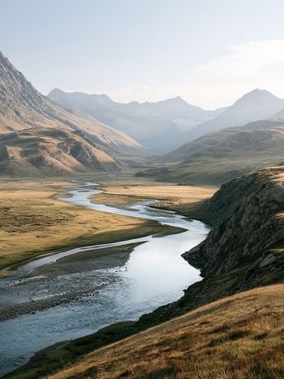 Mountain River Valley Photography Poster.